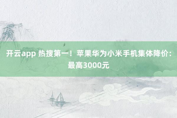 开云app 热搜第一！苹果华为小米手机集体降价：最高3000元