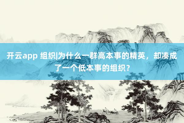 开云app 组织|为什么一群高本事的精英，却凑成了一个低本事的组织？
