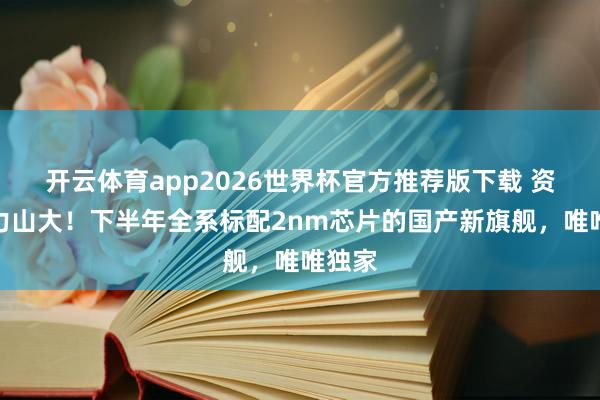 开云体育app2026世界杯官方推荐版下载 资本压力山大！下半年全系标配2nm芯片的国产新旗舰，唯唯独家