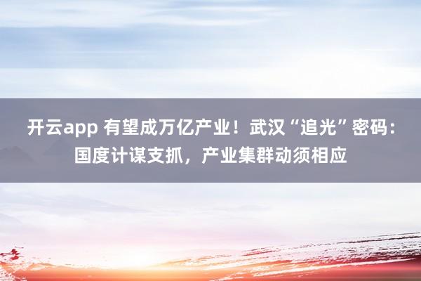 开云app 有望成万亿产业！武汉“追光”密码：国度计谋支抓，产业集群动须相应