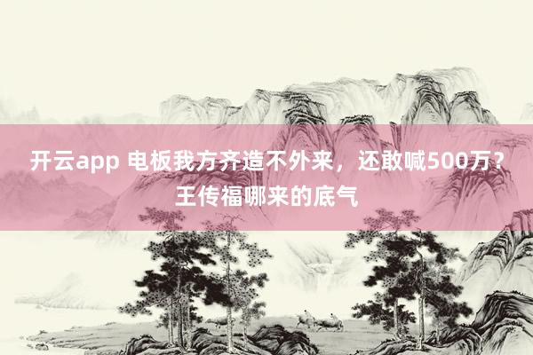 开云app 电板我方齐造不外来，还敢喊500万？王传福哪来的底气