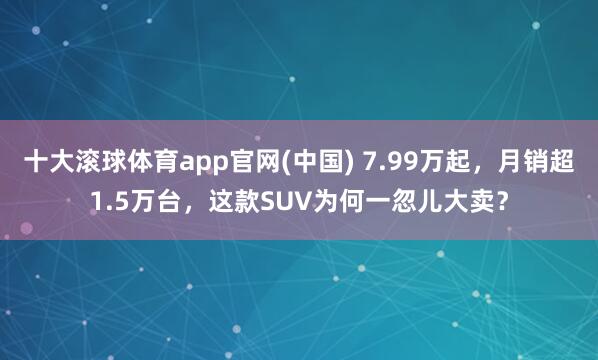 开云app 7.99万起，月销超1.5万台，这款SUV为何片刻大卖？