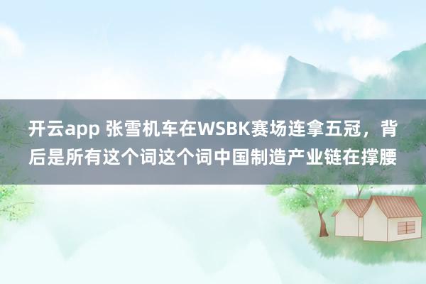 开云app 张雪机车在WSBK赛场连拿五冠，背后是所有这个词这个词中国制造产业链在撑腰