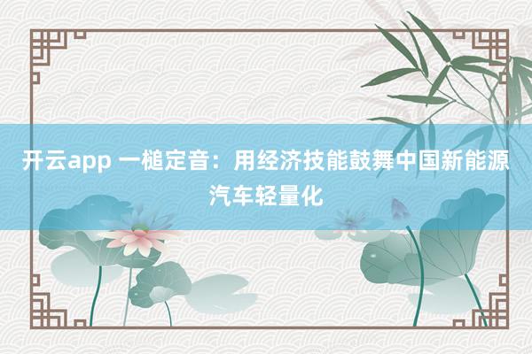 开云app 一槌定音：用经济技能鼓舞中国新能源汽车轻量化