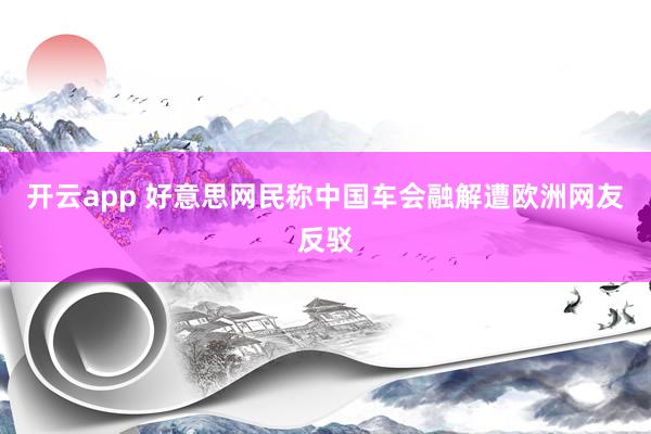 开云app 好意思网民称中国车会融解遭欧洲网友反驳