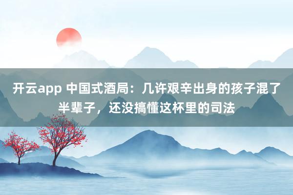 开云app 中国式酒局：几许艰辛出身的孩子混了半辈子，还没搞懂这杯里的司法