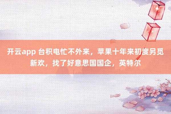 开云app 台积电忙不外来，苹果十年来初度另觅新欢，找了好意思国国企，英特尔