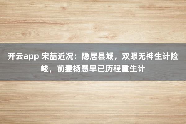 开云app 宋喆近况：隐居县城，双眼无神生计险峻，前妻杨慧早已历程重生计