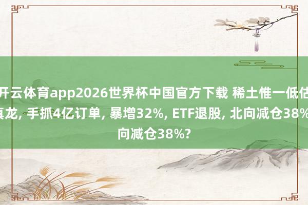 开云体育app2026世界杯中国官方下载 稀土惟一低估真龙， 手抓4亿订单， 暴增32%， ETF退股， 北向减仓38%?