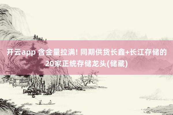 开云app 含金量拉满! 同期供货长鑫+长江存储的20家正统存储龙头(储藏)