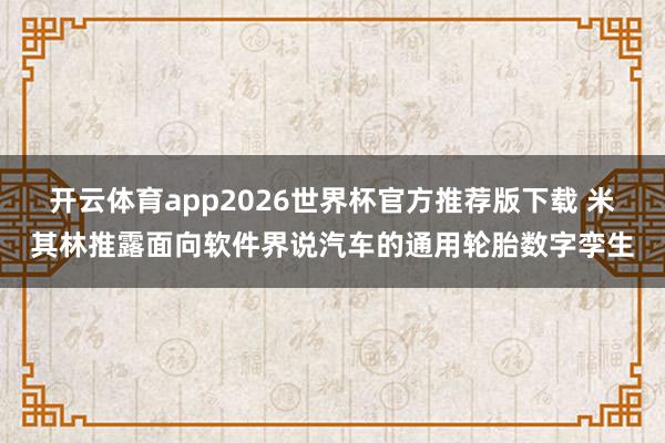 开云体育app2026世界杯官方推荐版下载 米其林推露面向软件界说汽车的通用轮胎数字孪生
