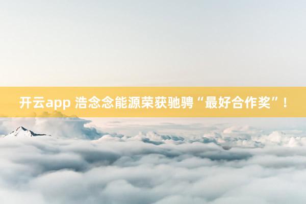 开云app 浩念念能源荣获驰骋“最好合作奖”！