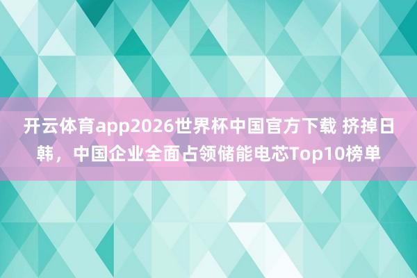 开云体育app2026世界杯中国官方下载 挤掉日韩，中国企业全面占领储能电芯Top10榜单