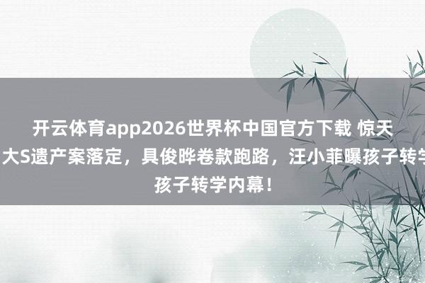 开云体育app2026世界杯中国官方下载 惊天回转！大S遗产案落定，具俊晔卷款跑路，汪小菲曝孩子转学内幕！