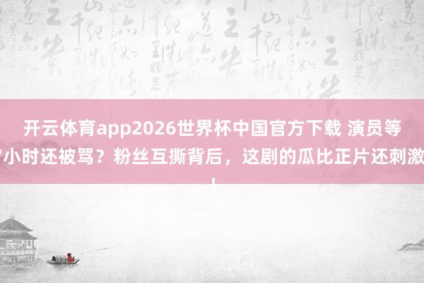 开云体育app2026世界杯中国官方下载 演员等7小时还被骂？粉丝互撕背后，这剧的瓜比正片还刺激！