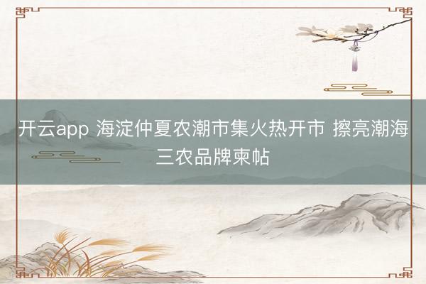 开云app 海淀仲夏农潮市集火热开市 擦亮潮海三农品牌柬帖