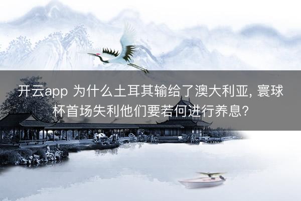 开云app 为什么土耳其输给了澳大利亚， 寰球杯首场失利他们要若何进行养息?