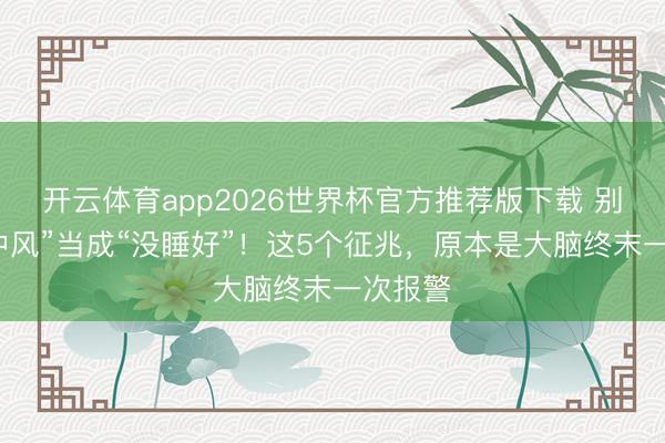 开云体育app2026世界杯官方推荐版下载 别把“小中风”当成“没睡好”！这5个征兆，原本是大脑终末一次报警