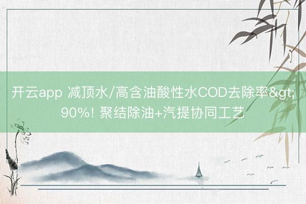 开云app 减顶水/高含油酸性水COD去除率>90%! 聚结除油+汽提协同工艺
